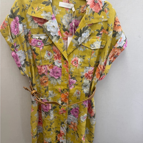 Zimmermann cuffed mini dress in mustard rose (size 3, NWT) - Picture 4 of 9